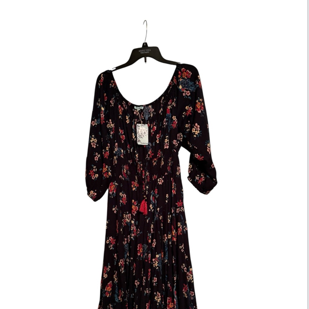 NOSTALGIA | Black and Pink Sundress with Bishop Sleeves